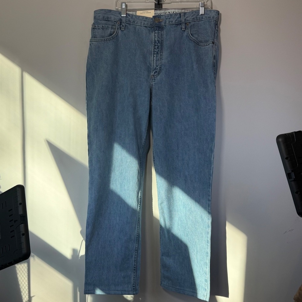 NWT Lands' End Traditional Fit Tapered Leg Jeans Mens 38 Blue Denim 38x30 Cotton